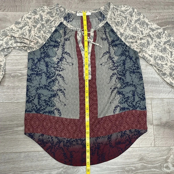 Daniel Rainn Split Neck Boho Shear Blouse M - Picture 11 of 16